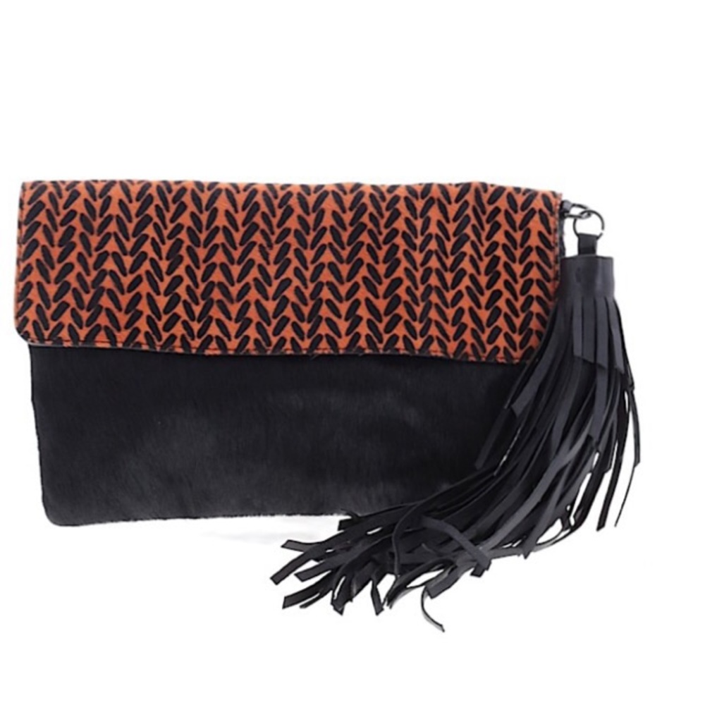 Susana Traca Milano leather tassel pony hair bag